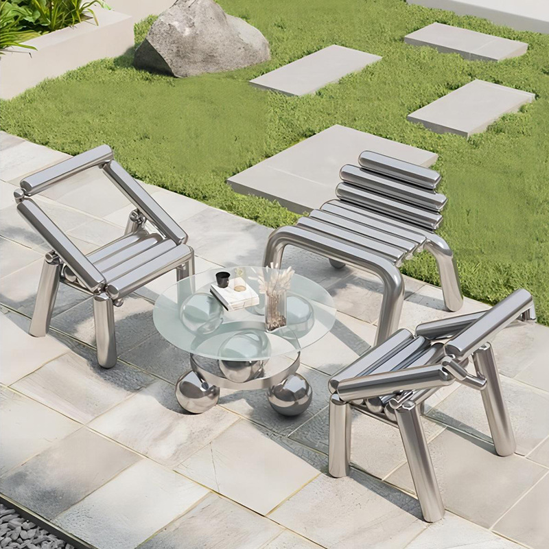 Outdoor Furniture Luxury - Stainless steel chair light luxury creative