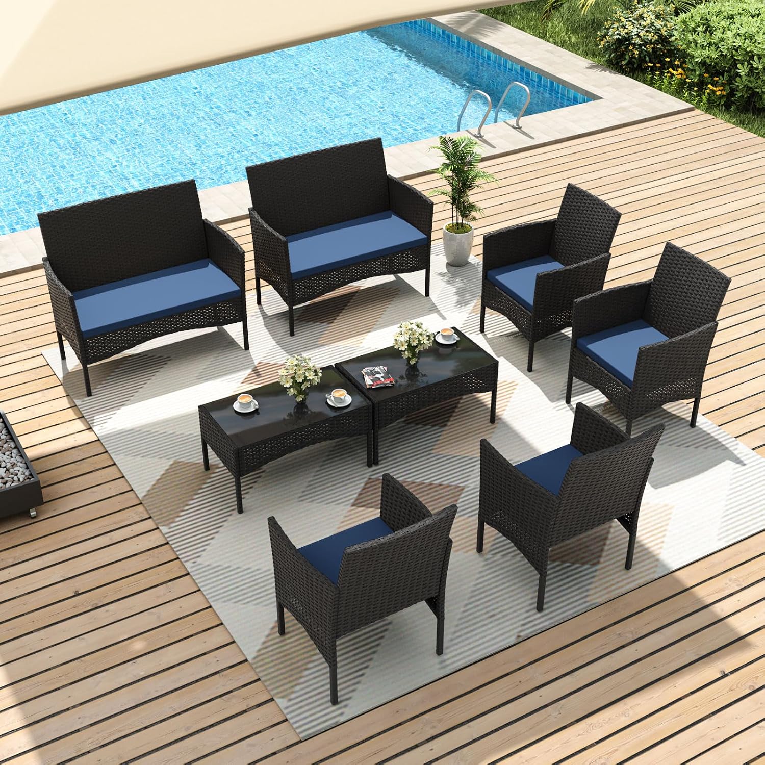 8 Pieces Patio Furniture Set,  - Outdoor Furniture Metal Chairs ulasan dan harga