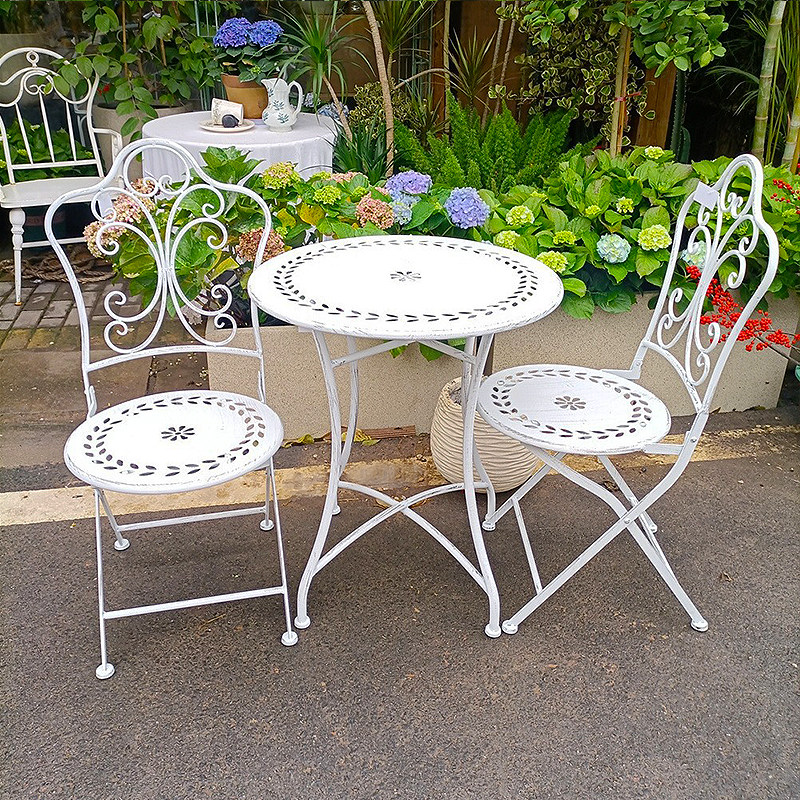 French Country Iron Table and  - Outdoor Furniture Metal Chairs ulasan dan harga