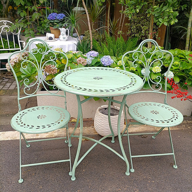 French Country Iron Table and  - Outdoor Furniture Metal Chairs ulasan dan harga