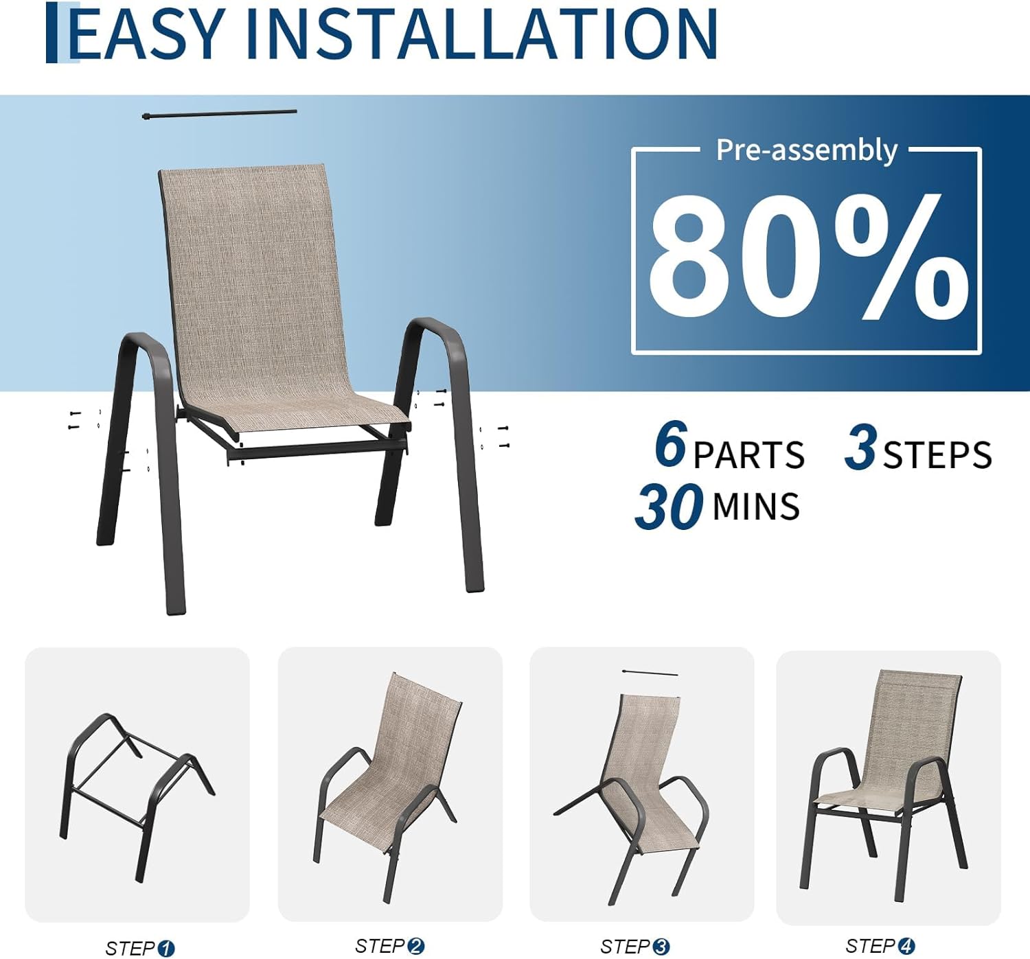 Patio Dining Chairs Set of 4,  - Outdoor Furniture Metal Chairs ulasan dan harga